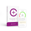 Verpackung des cerascreen Vitamin B12 Tests und Smartphone-Display mit Vorschau des Testergebnisses